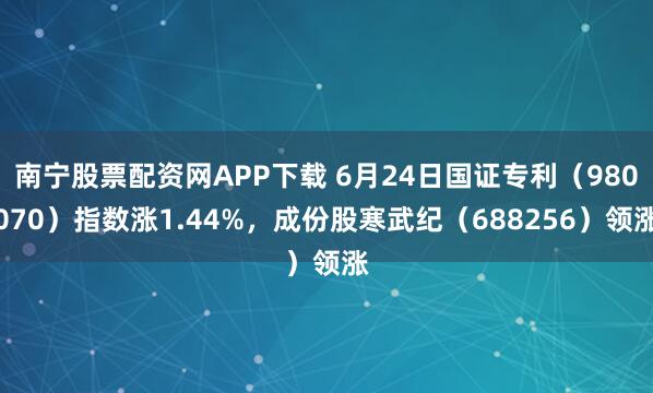 南宁股票配资网APP下载 6月24日国证专利（980070）指数涨1.44%，成份股寒武纪（688256）领涨
